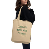 Recycled Cotton Reusable Tote Bag | Green Bee Logo