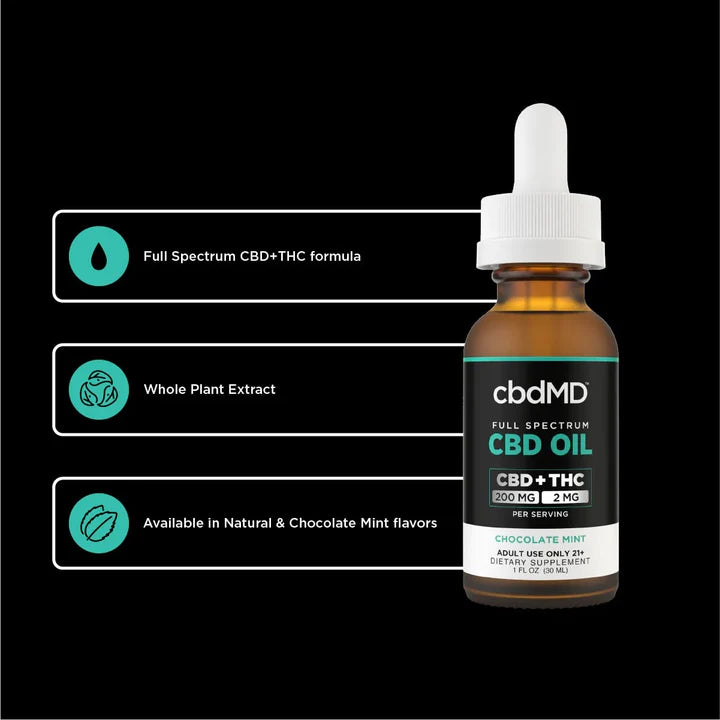 cbdMD Full Spectrum CBD Oil Tincture - Chocolate Mint | 30 ml