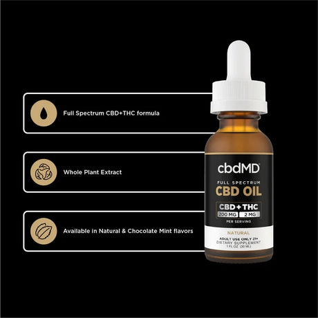 cbdMD Full Spectrum CBD Oil Tincture - Natural | 30 ml