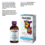 Close-up of VETCBD Hemp Oil ingredients label – highlighting high-quality hemp extract used for pet health