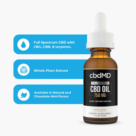 cbdMD Full Spectrum CBD Oil Tincture - Natural | 30 ml