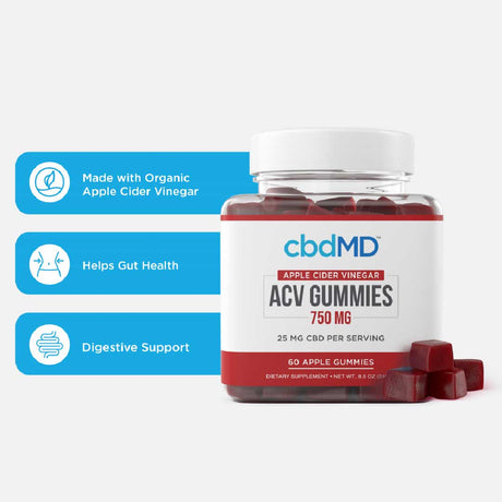 cbdMD Apple Cider Vinegar CBD Gummies - 750 mg | Apple | 60 Ct.
