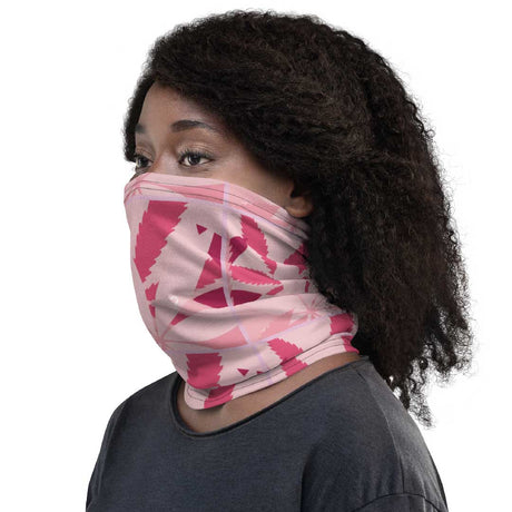 Neck Gaiter - 5 + Ways to Wear - Pink Hemp Leave Floral Print