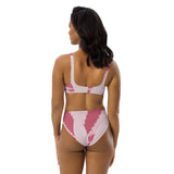 High-Waisted Bikini - Eco Friendly Material | Floral Hemp Leave Print with White Heart