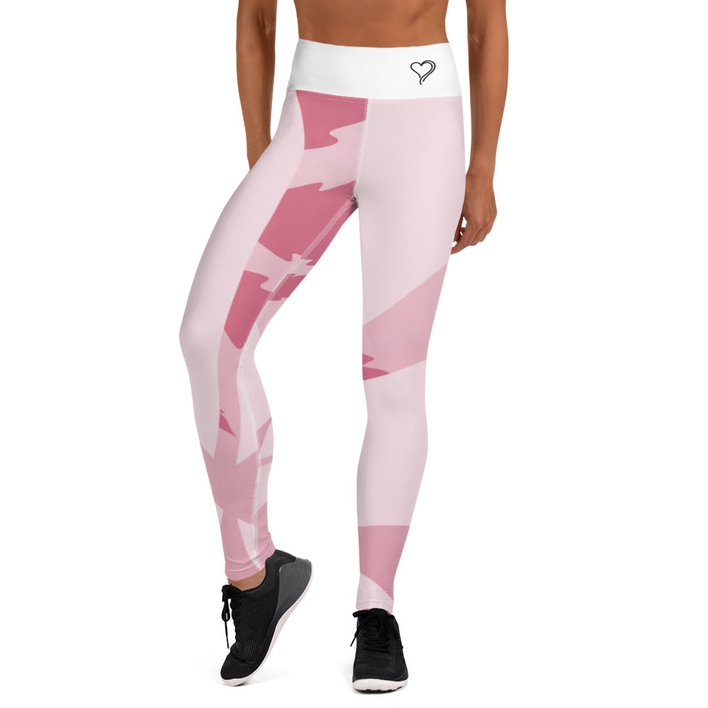 Yoga Leggings for Women | Pink Floral Print | Full-Length Work Out Pants