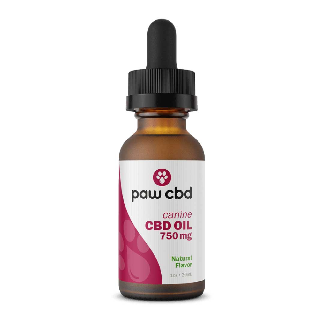 Peanut Butter flavored Paw CBD Oil for Dogs bottle – front view focusing on the label and branding