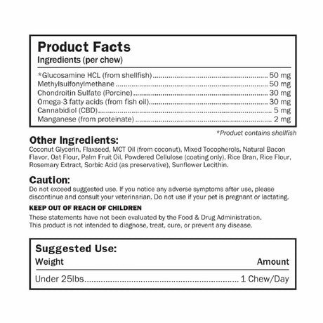 paw cbd Broad Spectrum CBD Dog Treats – Hip + Joint Soft Chews – Bacon | 30 Count