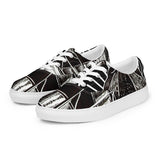 Men’s Lace-Up Canvas Sneakers with Hive Bee Print in Black and White