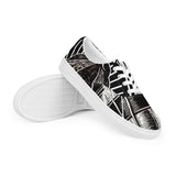 Men’s Lace-Up Canvas Sneakers with Hive Bee Print in Black and White