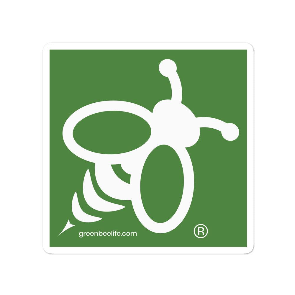 Classic Bee Bubble-Free Square Stickers - Green Bee Life.