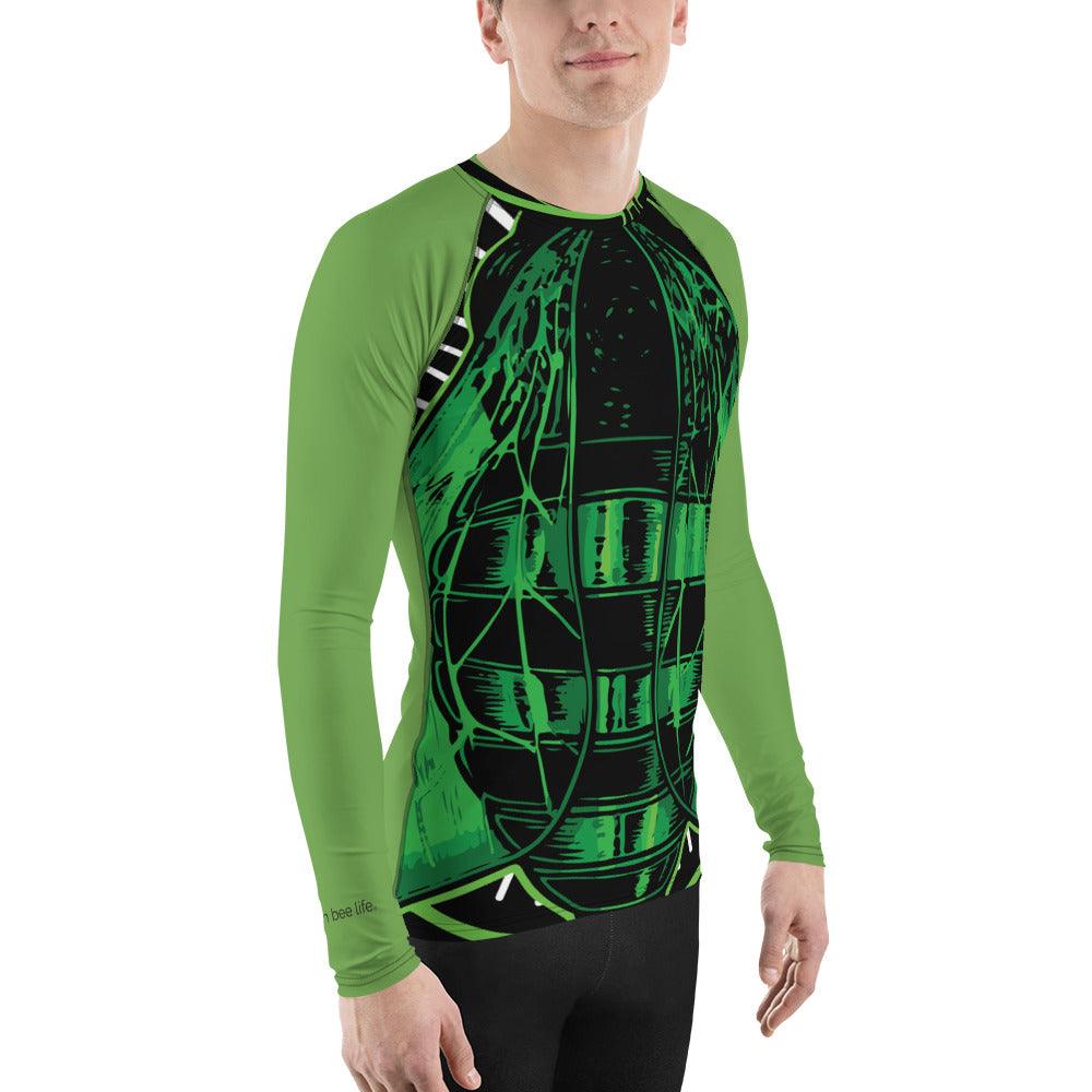 Green Bee Life Men's Sun Protection Shirt All Over Print with Green Sleeves.