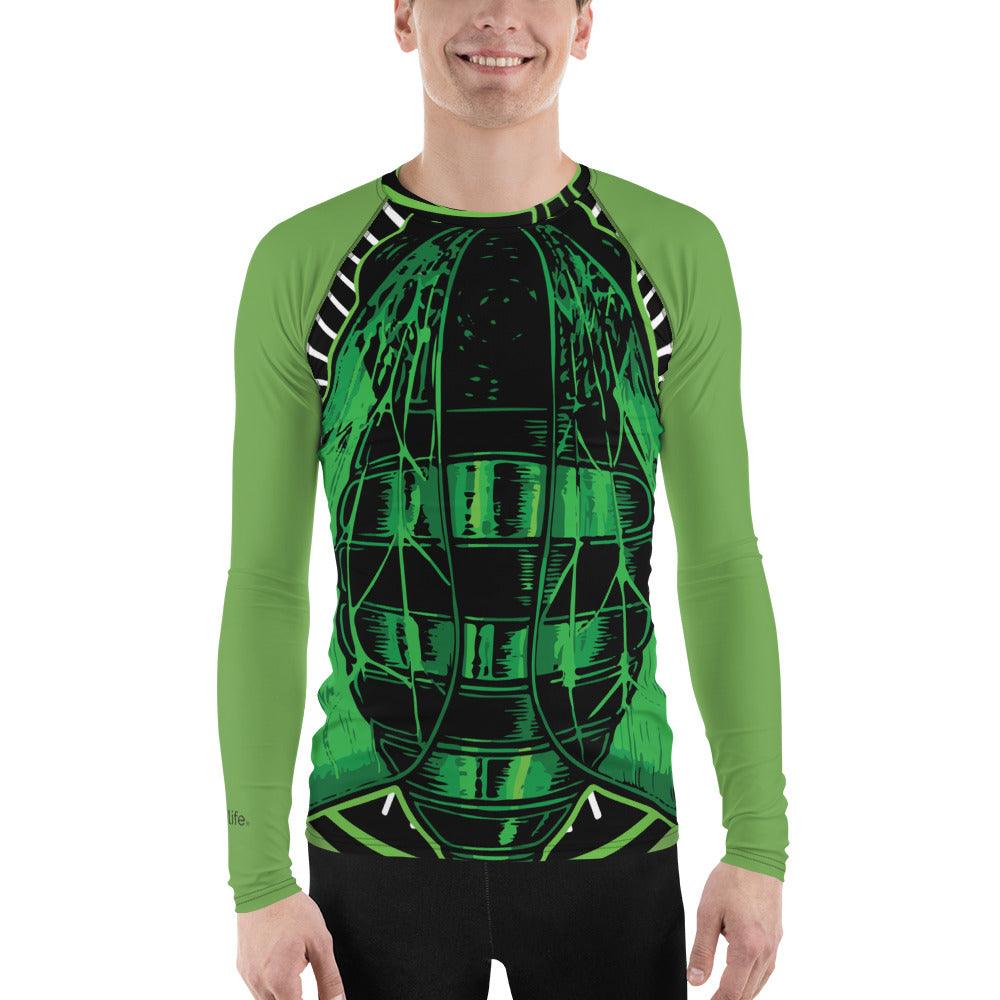 Green Bee Life Men's Sun Protection Shirt All Over Print with Green Sleeves.