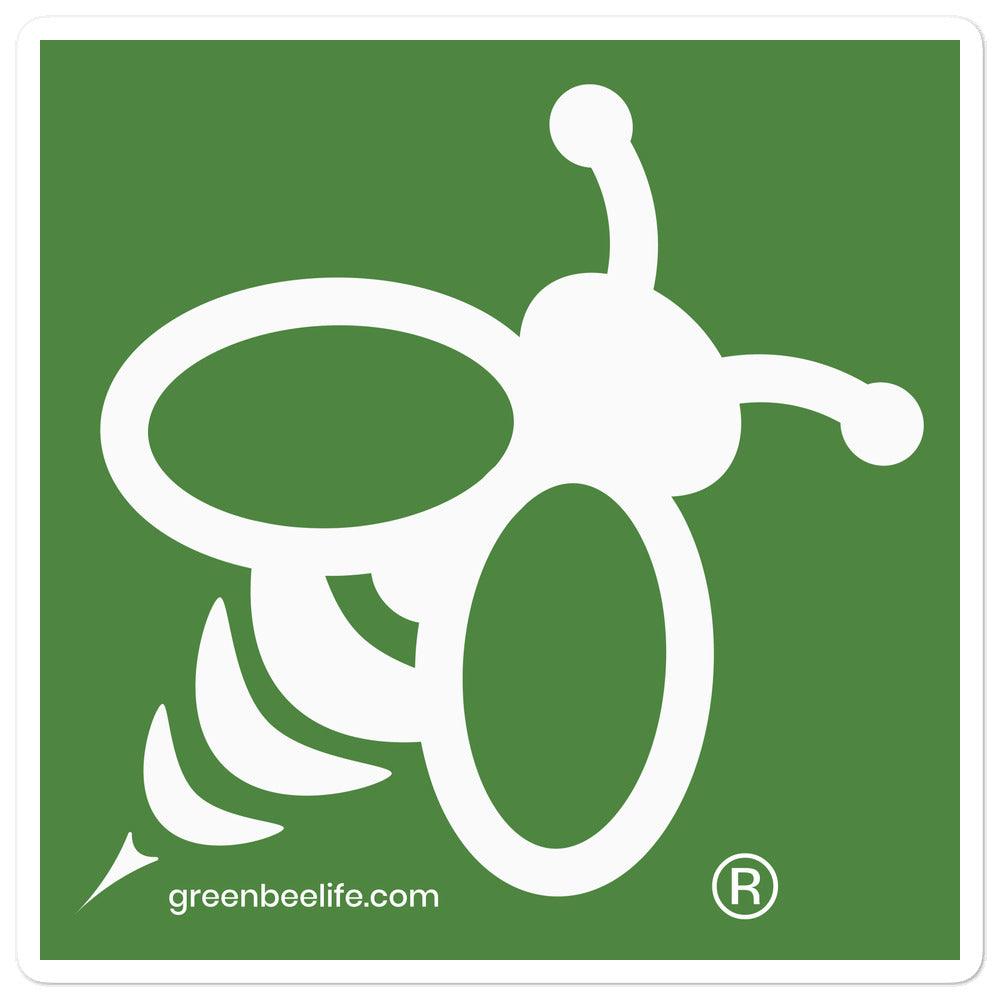 Classic Bee Bubble-Free Square Stickers - Green Bee Life.