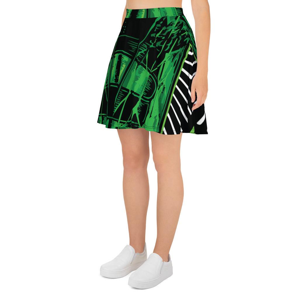 Women's Skater Skirt with Hive Bee All Over Print Design | Green Bee Life.