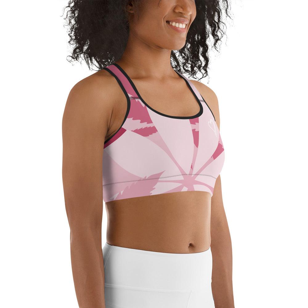 Women's Bee Love Pink Floral Sports Bra | Green Bee Life.