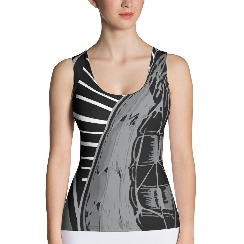 Women's Seamless & Fitted Tank Top - Black & White - Green Bee Life.