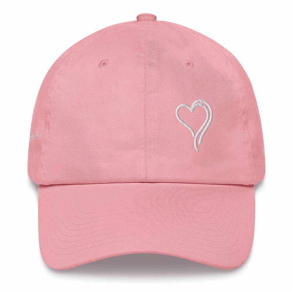 White Heart Design w/Cap in Pink or black Color.