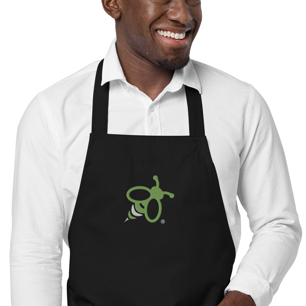 Chef's Apron - Organic Cotton with Embroidered Green Bee Logo