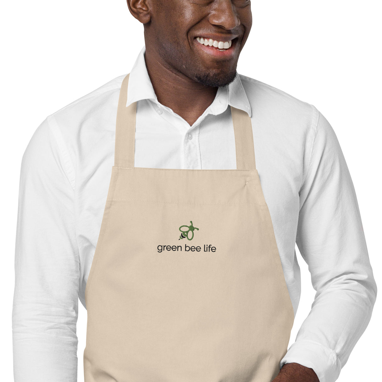 Chef's Apron - 100% Organic Cotton with Green Bee Life Logo