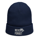 Beanie for Men and Women 100% Organic Cotton -  Military Veteran Emblem | Never Forget