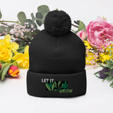 Let It Grow Pom Beanie – Unisex Cannabis-Inspired Winter Hat
