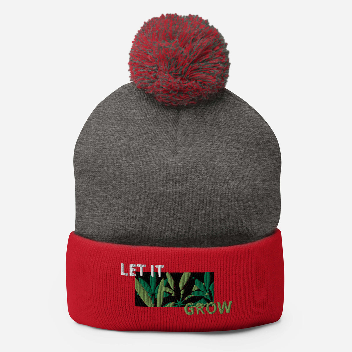Let It Grow Pom Beanie – Unisex Cannabis-Inspired Winter Hat