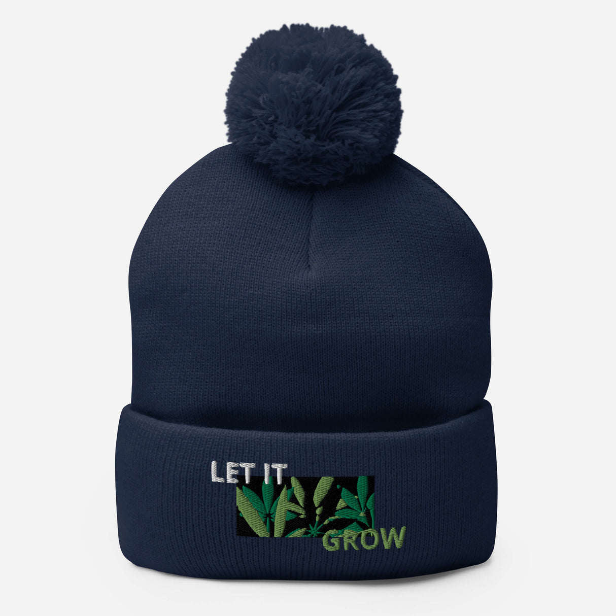 Let It Grow Pom Beanie – Unisex Cannabis-Inspired Winter Hat