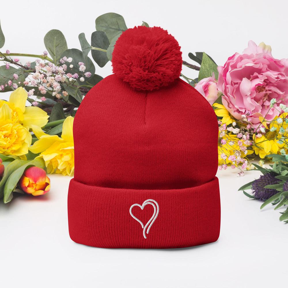 Women's Winter Pom Beanie | Bee Love | Pom Pom Bobble Hat Beanie.
