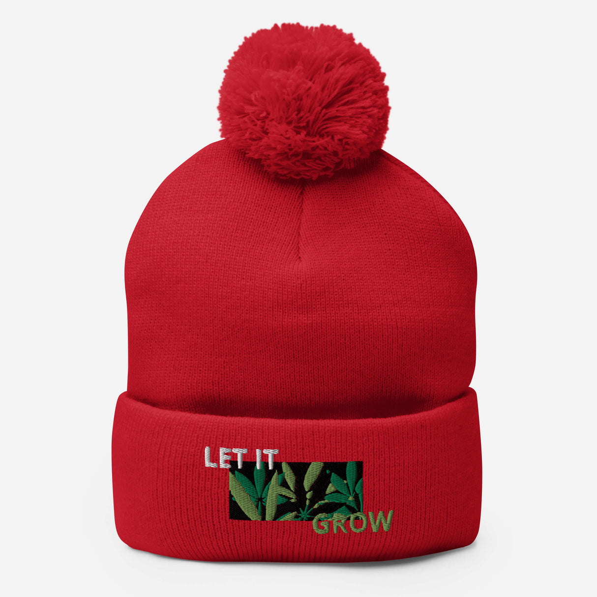 Let It Grow Pom Beanie – Unisex Cannabis-Inspired Winter Hat