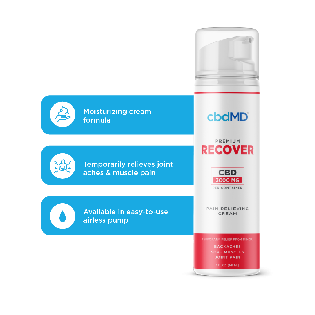 cbdMD Broad Spectrum CBD Recover Pump - 5 oz