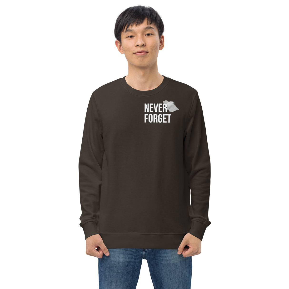 Men's Organic Crew Neck Sweatshirt with Never Forget Poppy Logo