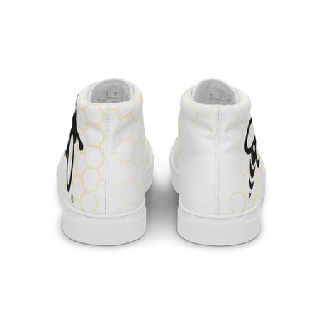 Women’s High Top Canvas Sneakers with Signature Bee Emblem - Black and White