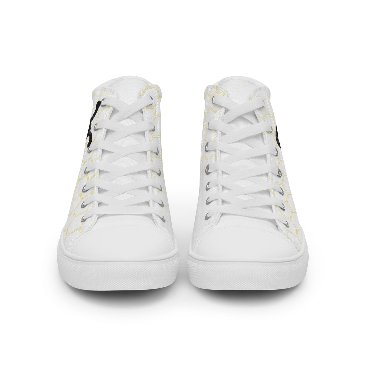 Women’s High Top Canvas Sneakers with Signature Bee Emblem - Black and White