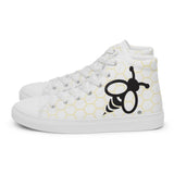 Women’s High Top Canvas Sneakers with Signature Bee Emblem - Black and White