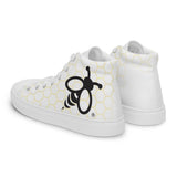 Women’s High Top Canvas Sneakers with Signature Bee Emblem - Black and White