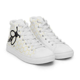 Women’s High Top Canvas Sneakers with Signature Bee Emblem - Black and White